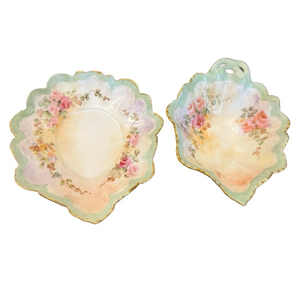 M & Z Austrian Porcelain Floral Trinket Dish Gold Handle Vintage 1900-1940 - Picture 3 of 15